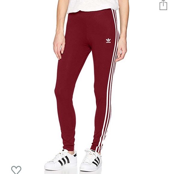 adidas 3 stripe leggings burgundy